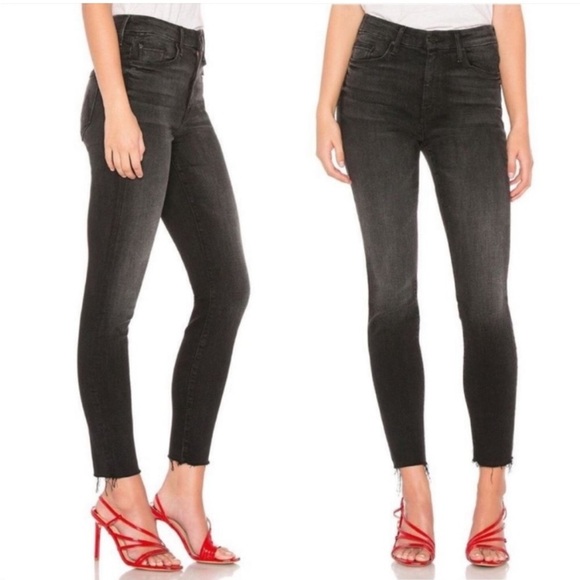 MOTHER HIGH WAISTED LOOKER ANKLE FRAY IN NIGHT HAWK FADED ACID WASHED LOOK - Picture 3 of 16